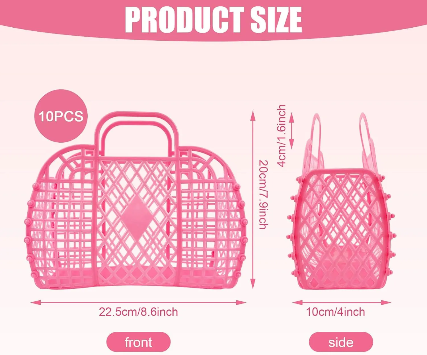 10 PCS Jelly Purse Jelly Basket Beach Bags, Reusable Plastic Jelly Beach Bag Beach Tote Gift Basket