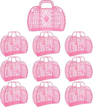 10 PCS Jelly Purse Jelly Basket Beach Bags, Reusable Plastic Jelly Beach Bag Beach Tote Gift Basket