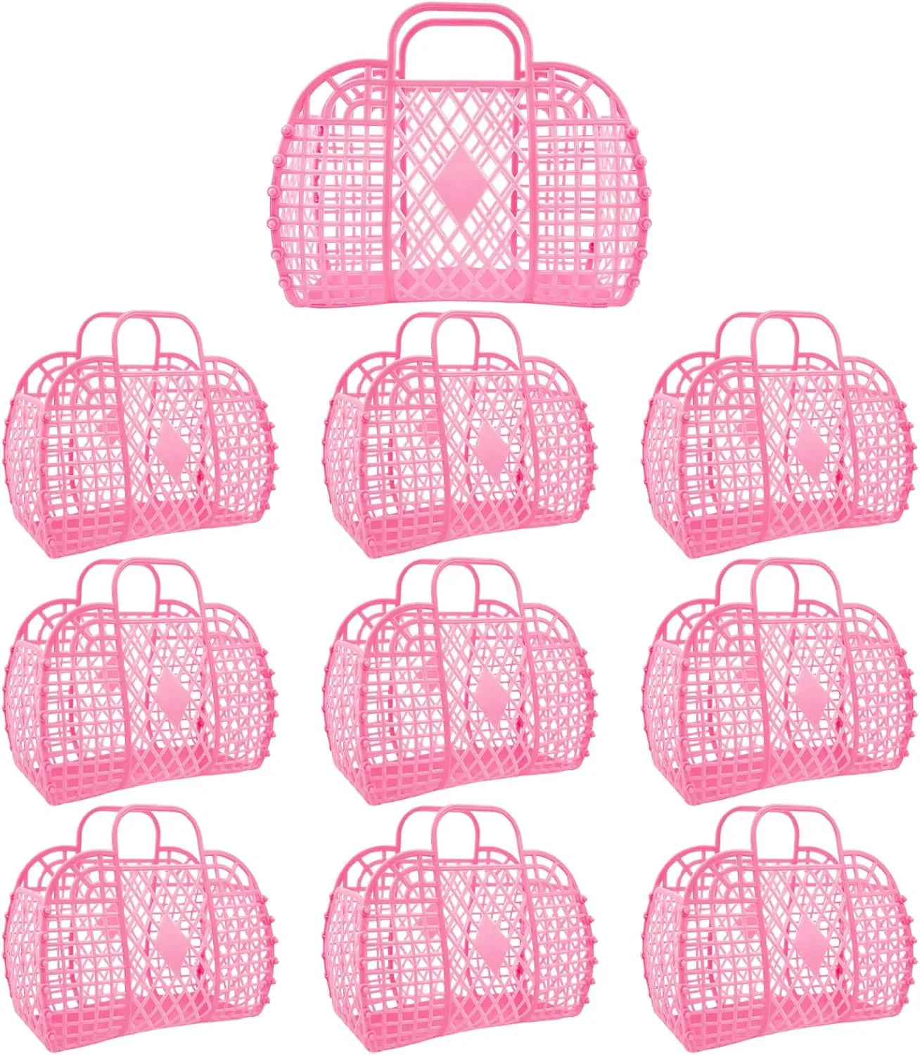 10 PCS Jelly Purse Jelly Basket Beach Bags, Reusable Plastic Jelly Beach Bag Beach Tote Gift Basket