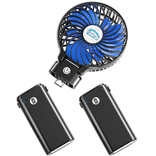 10400mAh Handheld Fan w/ Double Portable Charger,Rechargeable Personal Hand Fan
