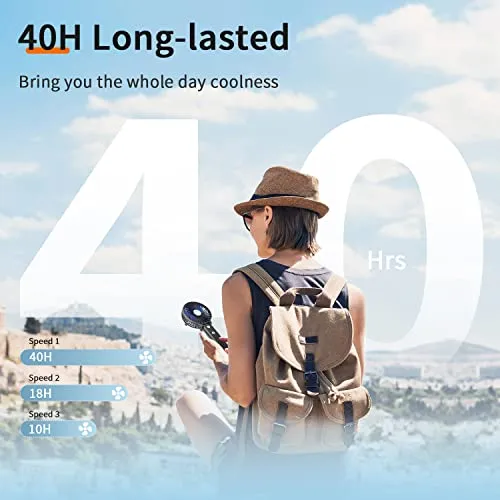 10400mAh Handheld Fan w/ Double Portable Charger,Rechargeable Personal Hand Fan