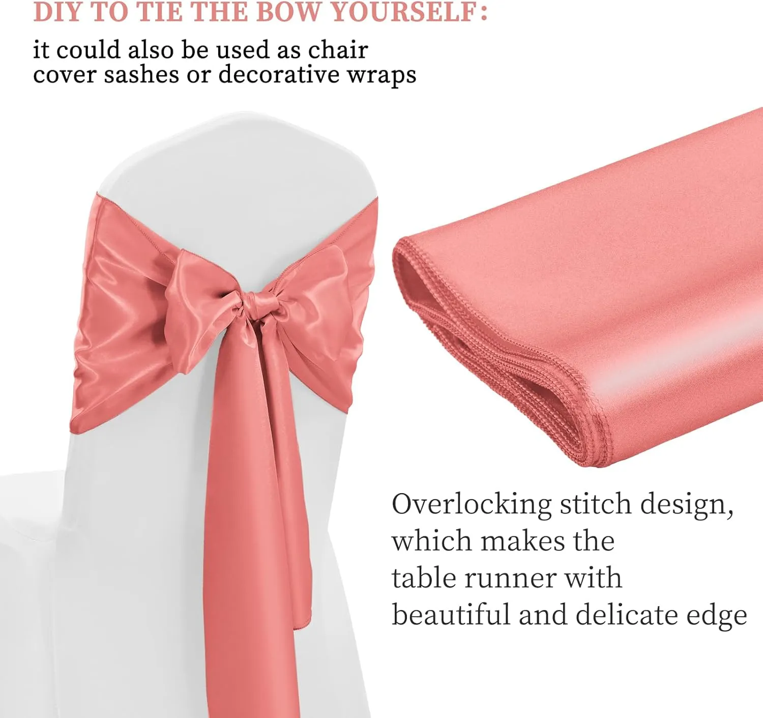 12 Pack Coral Satin Table Runner 12 x 108 Inch Long Premium Table Runners for Wedding Party Events Decoration, Birthday Parties, Banquets Decorations, Graduations, Engagements