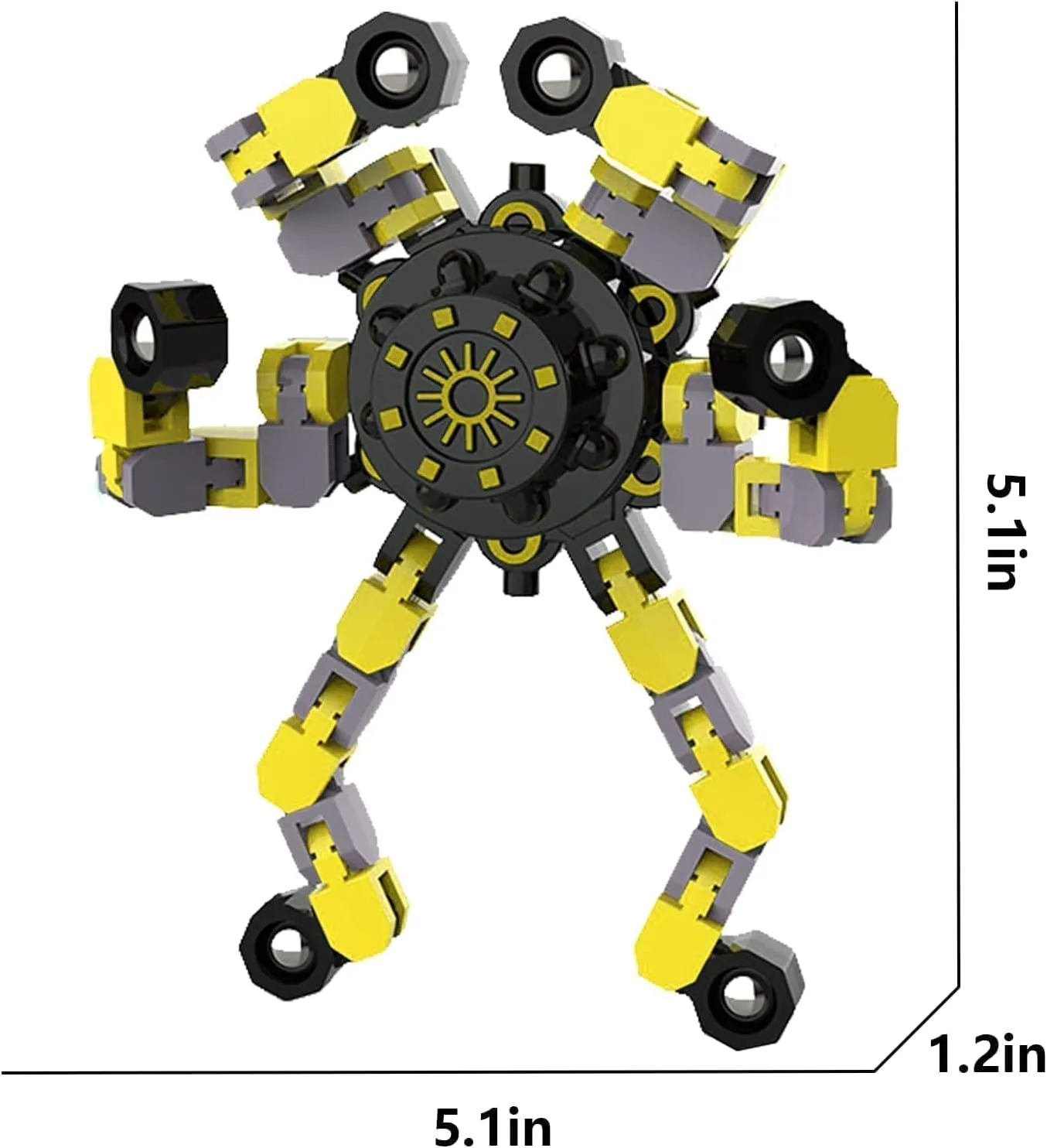12 Pcs Fidget Spinners Toys for Kids & Adults, Deformable Robot Transformable Fingertip Spinner, Stress Relief Party Favor for Classroom Prizes, Christmas, Valentine’s Day Gift, Goodie Bag Fillers