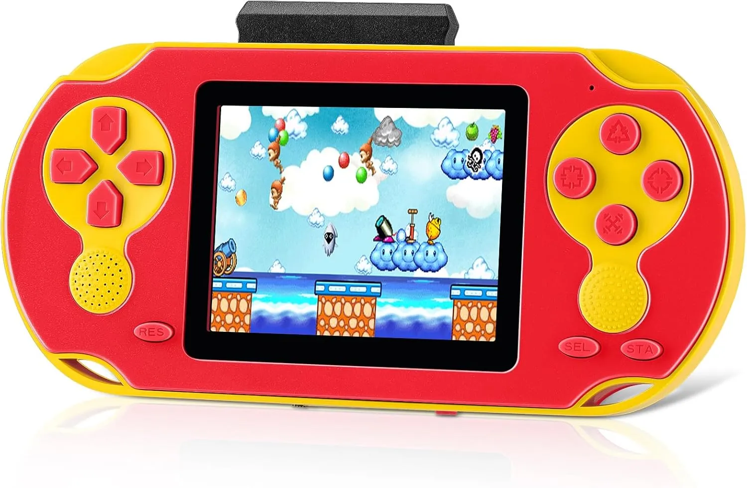 16 Bit Handheld Game for Kids, Video Game Player with Built in 230 HD Games, 3.0'' Screen Retro Electronic Game Machine with 3 Game Cartridges, Portable Rechargeable Games for Ages 3-12 (Red)