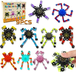 18 Pcs Transformable Fidget Spinners for Kids and Adults Fidget Toy Stress Relief Sensory Toys for Boys and Girls Fingertip Gyros for ADHD Autism for Kids Gifts