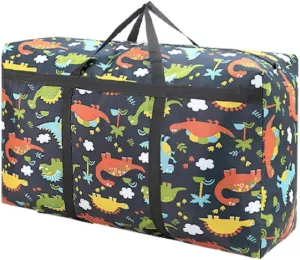 180L Heavy Duty 600D Oxford Moving Bags Extra Large Packing Bags Storage Bags with Strong Handles & Zippers College Moving Bags for Moving, Storage, Travel & Camping(48Gallon Dinosaur)