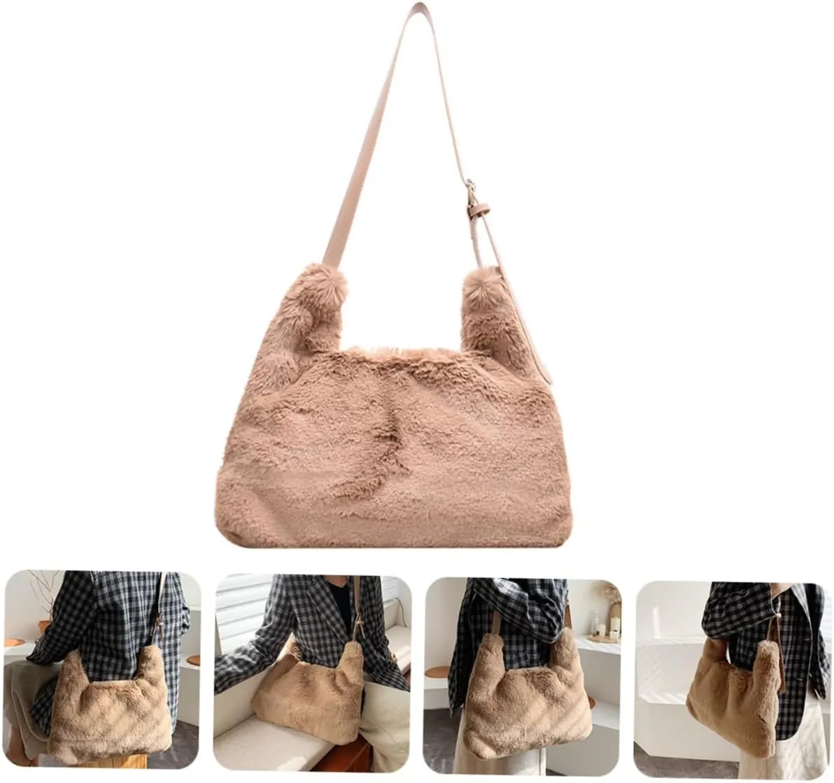 1pc Messenger Bag Women Crossbody Bag Girls Shoulder Bag Woman Plush Bag Plush Crossbody Bag Women