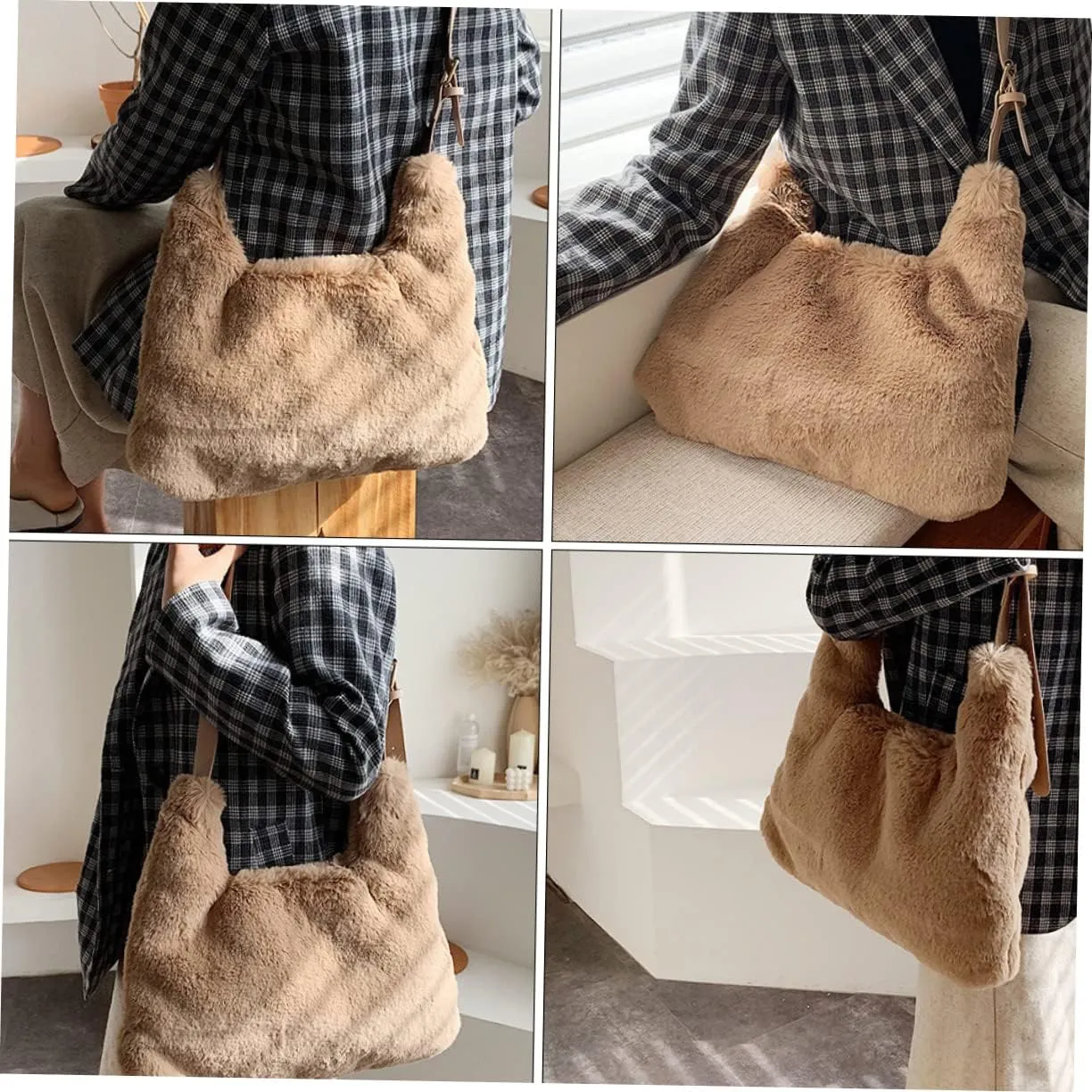 1pc Messenger Bag Women Crossbody Bag Girls Shoulder Bag Woman Plush Bag Plush Crossbody Bag Women