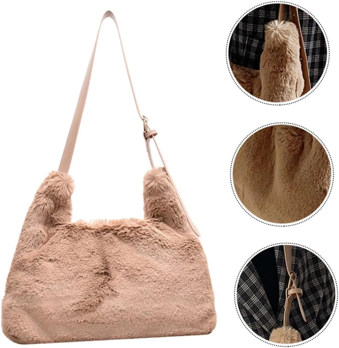 1pc Messenger Bag Women Crossbody Bag Girls Shoulder Bag Woman Plush Bag Plush Crossbody Bag Women