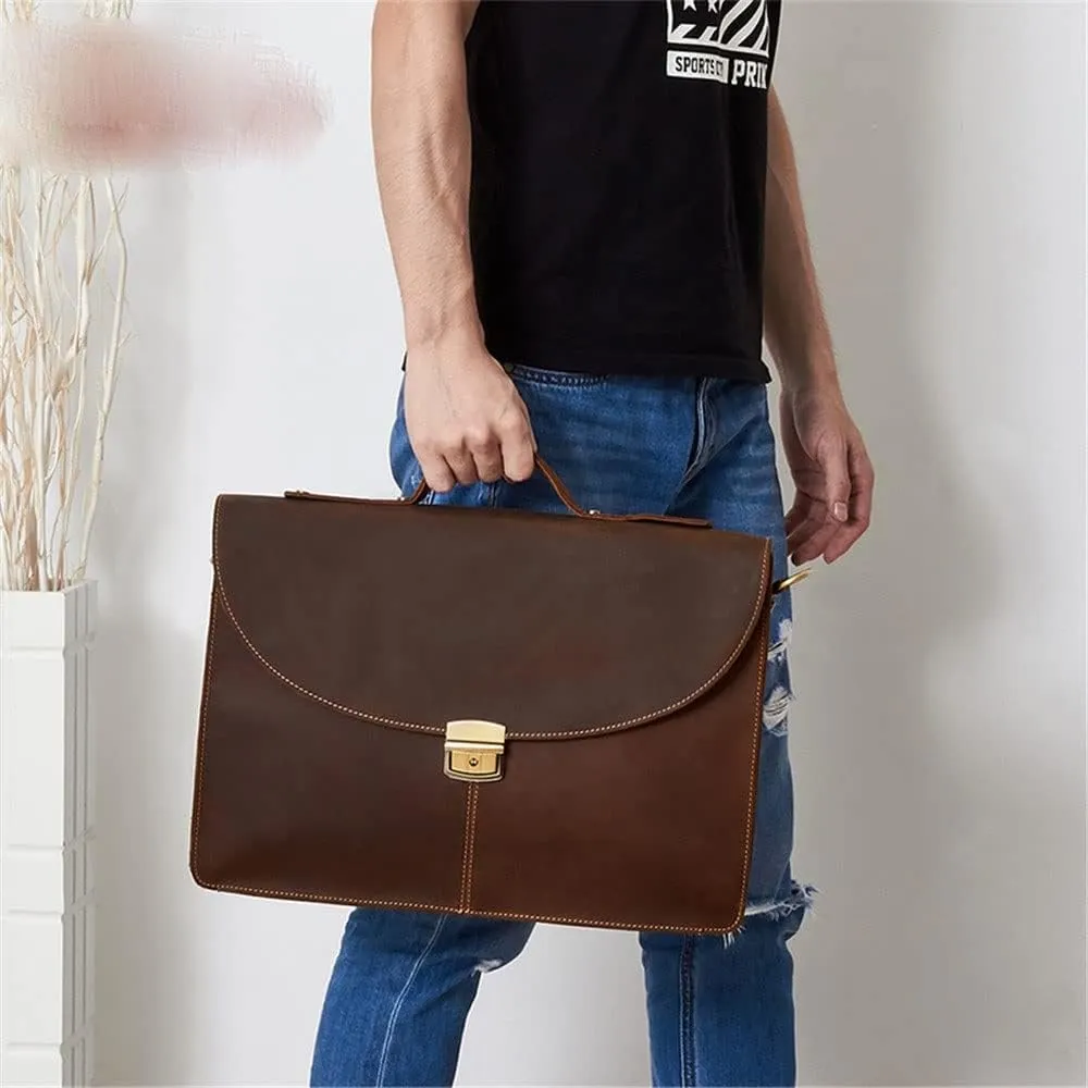 1pcs Business Handbag Briefcase Men's Horizontal Diagonal Bag Computer Bag Retro Bag(D)