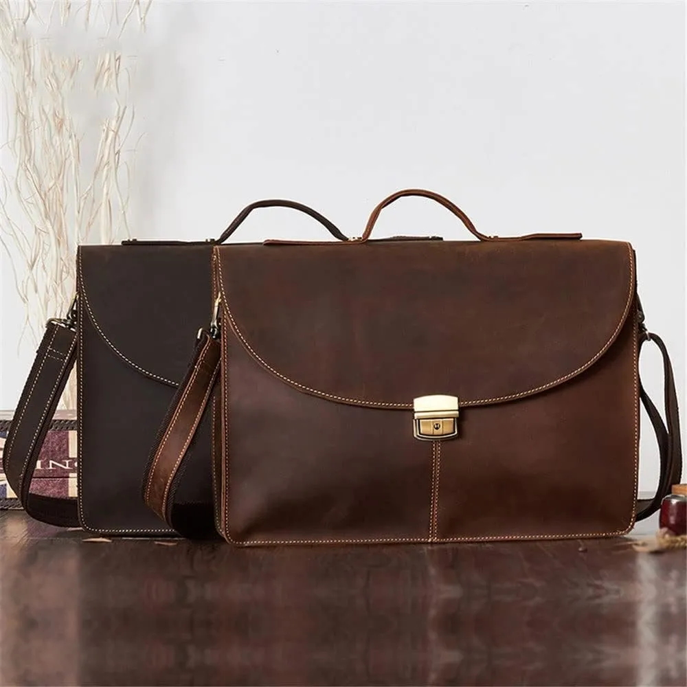 1pcs Business Handbag Briefcase Men's Horizontal Diagonal Bag Computer Bag Retro Bag(D)