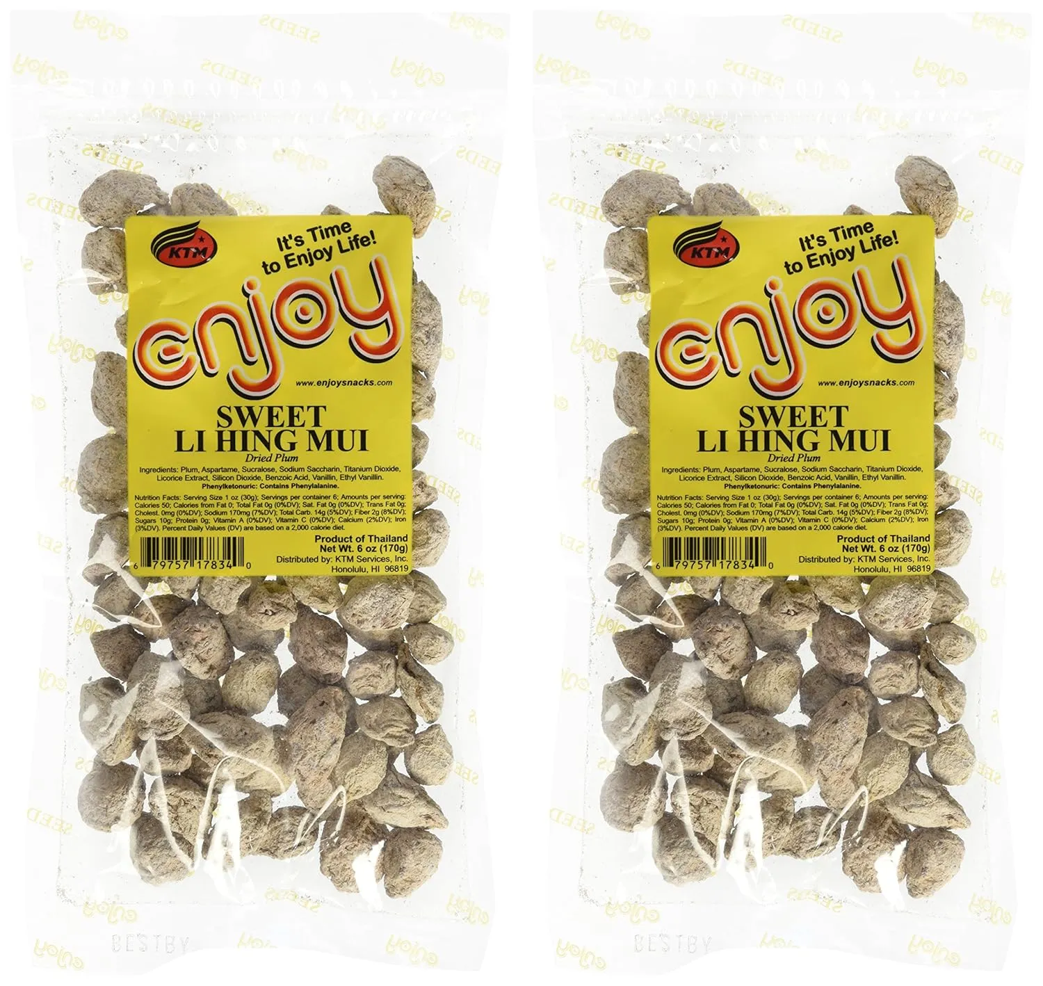 2 Bags Sweet Li Hing Mui Preserved Dried Plums 12 Ounces
