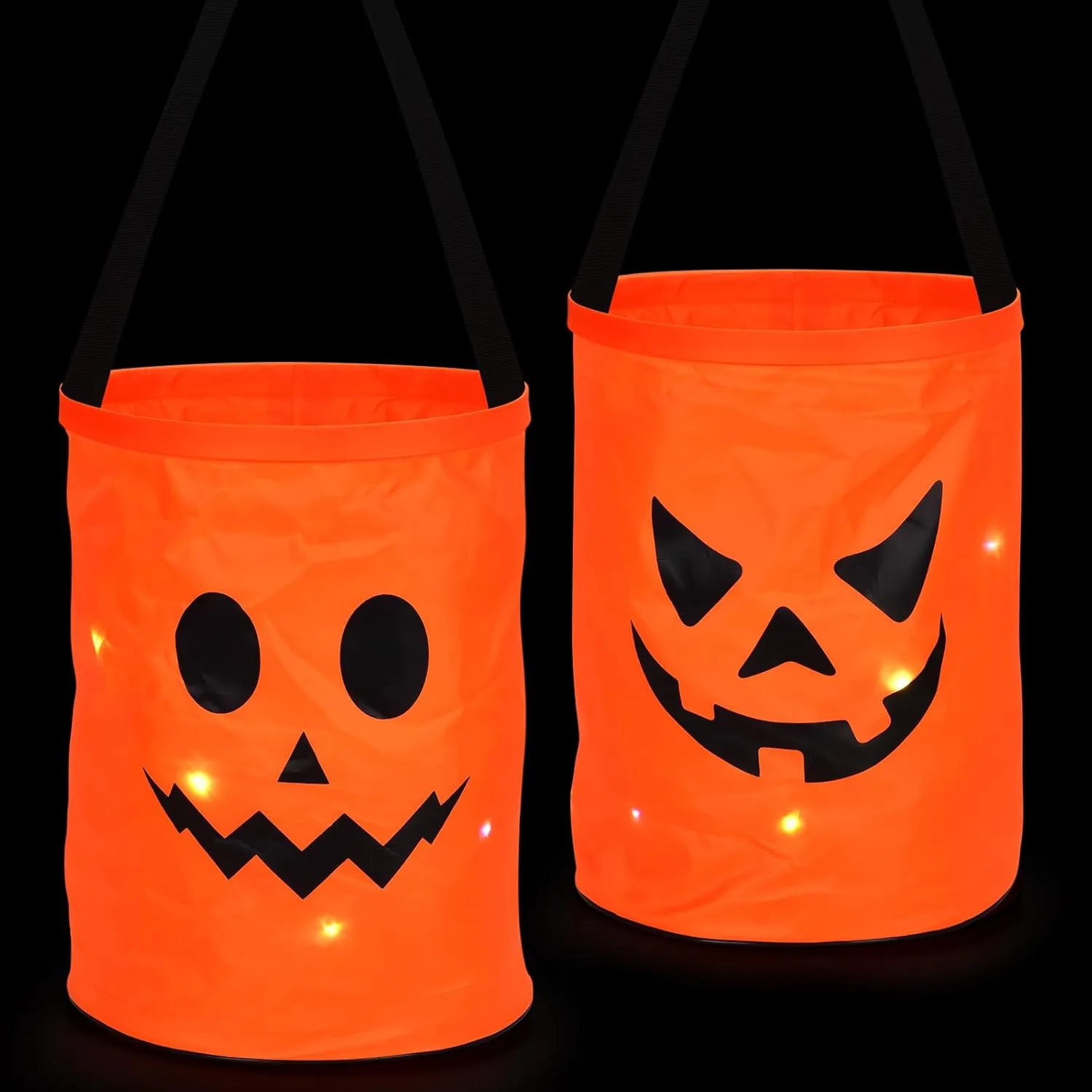 2 LED Light Halloween Candy Bags - Light Up Party Bags (Orange-6)