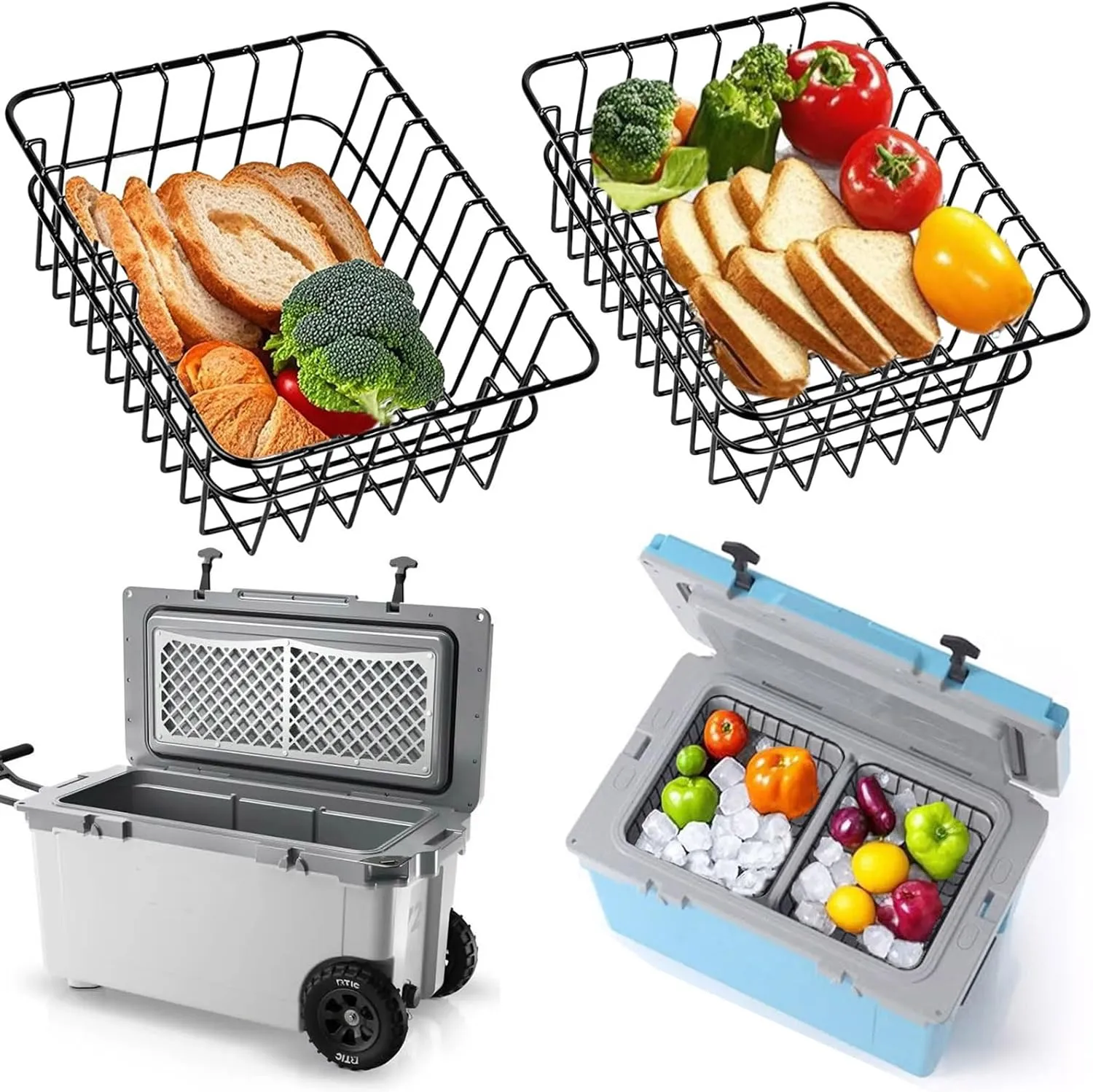 2-Pack Cooler Basket for RTIC 52&72QT Ultra-Light Coolers, Compatible with Coleman 54QT Steel Belted Coolers, Keep Smaller Items Dry-Goods Basket, Compatible with Rtic Ice, RTIC Cooler Accessories etc