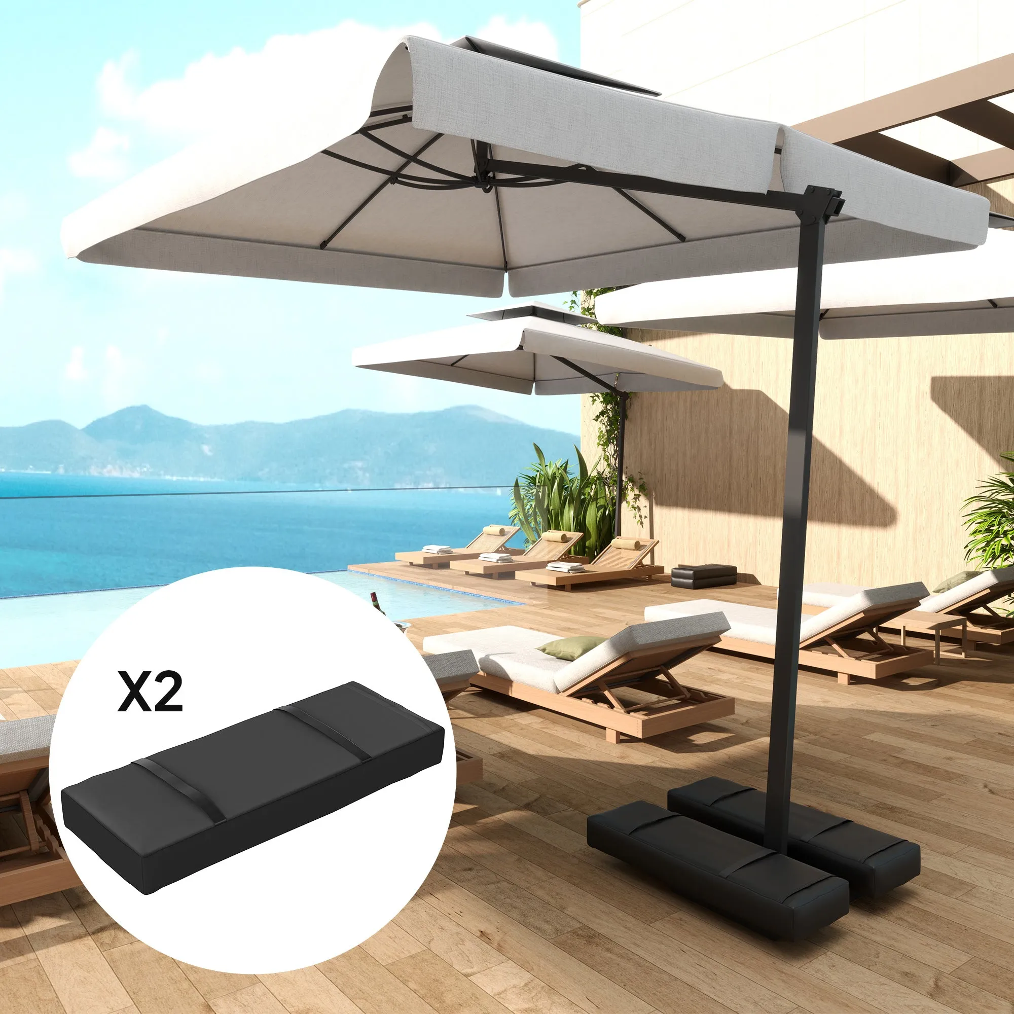 2-Pack Umbrella Weight Bags,Holds 33lbs Sand Each, Black