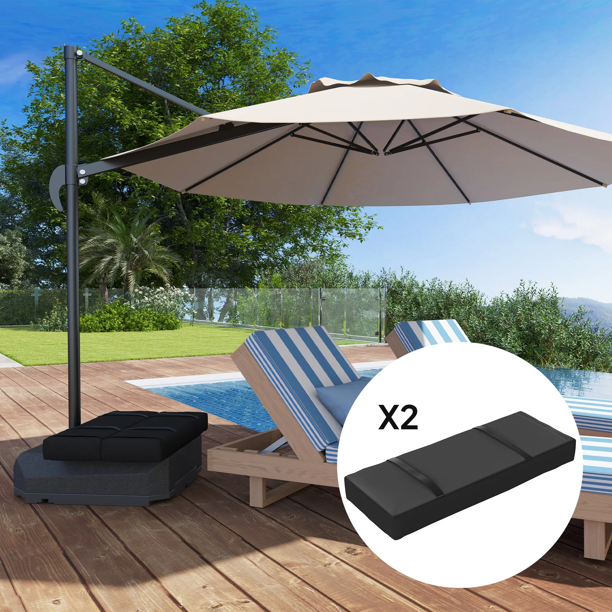 2-Pack Umbrella Weight Bags,Holds 33lbs Sand Each, Black