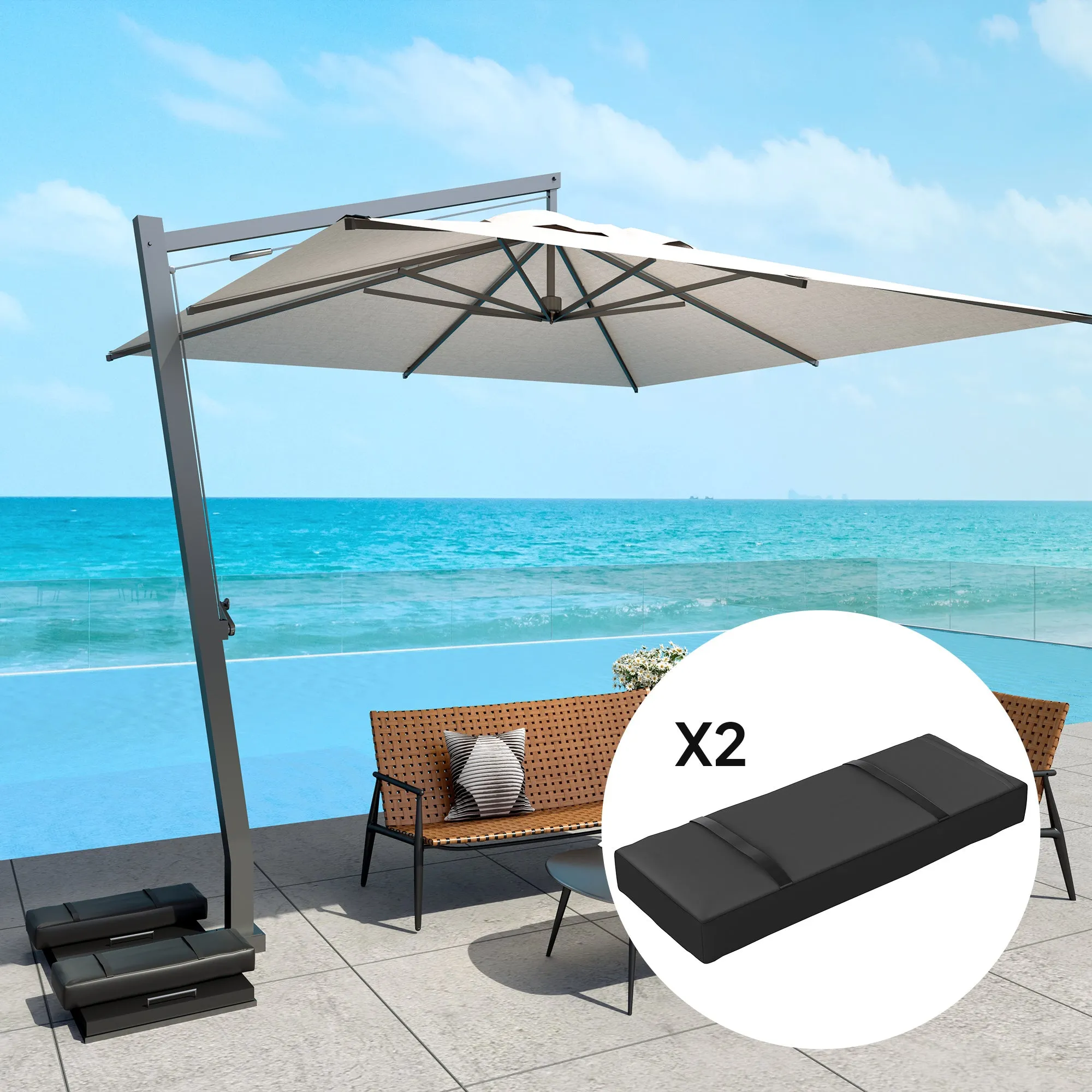 2-Pack Umbrella Weight Bags,Holds 33lbs Sand Each, Black