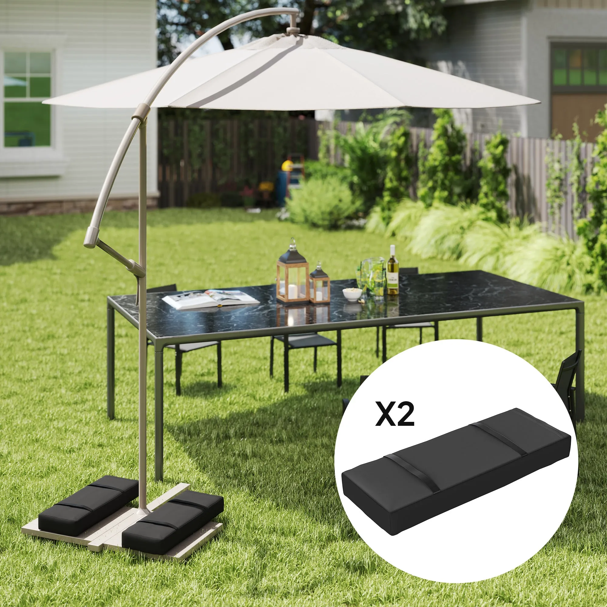 2-Pack Umbrella Weight Bags,Holds 33lbs Sand Each, Black