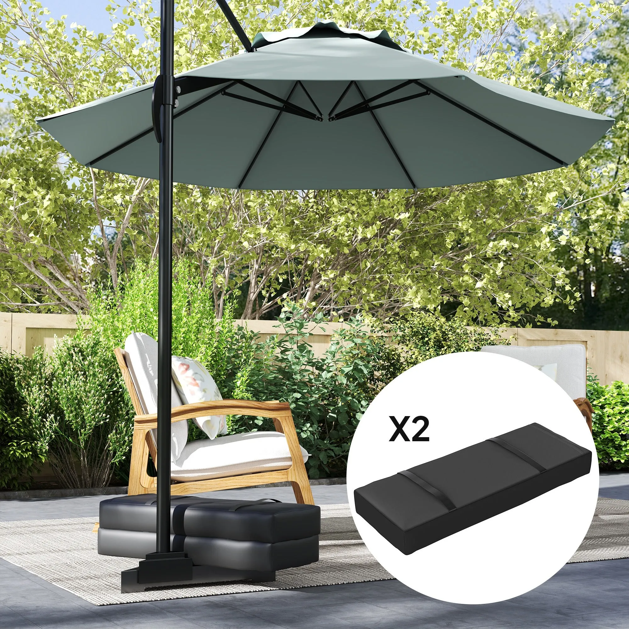 2-Pack Umbrella Weight Bags,Holds 33lbs Sand Each, Black