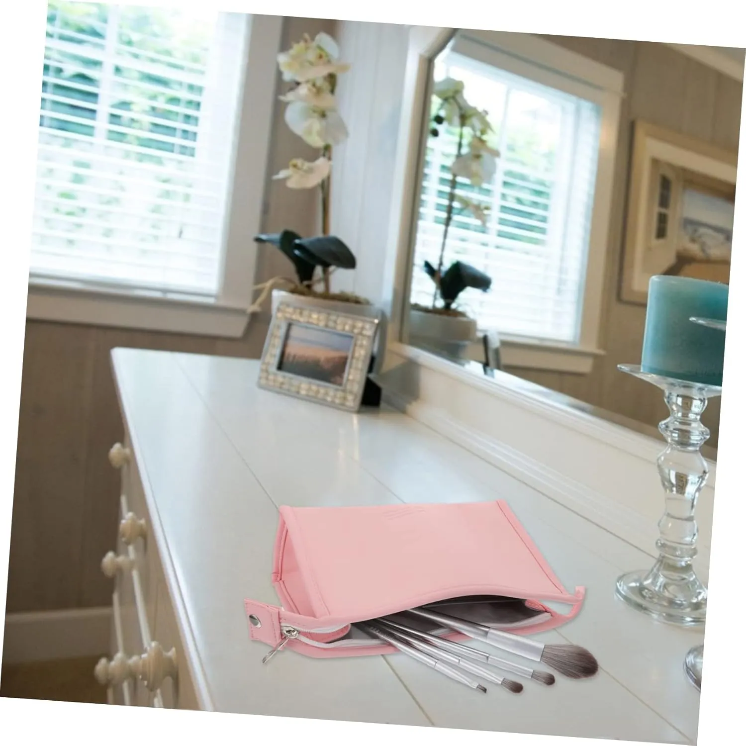 2 Pcs Multifunctional Cosmetic Bag Canvas Bag Make up Travel, Pinkx3pcs, 24X14X8CMx3pcs