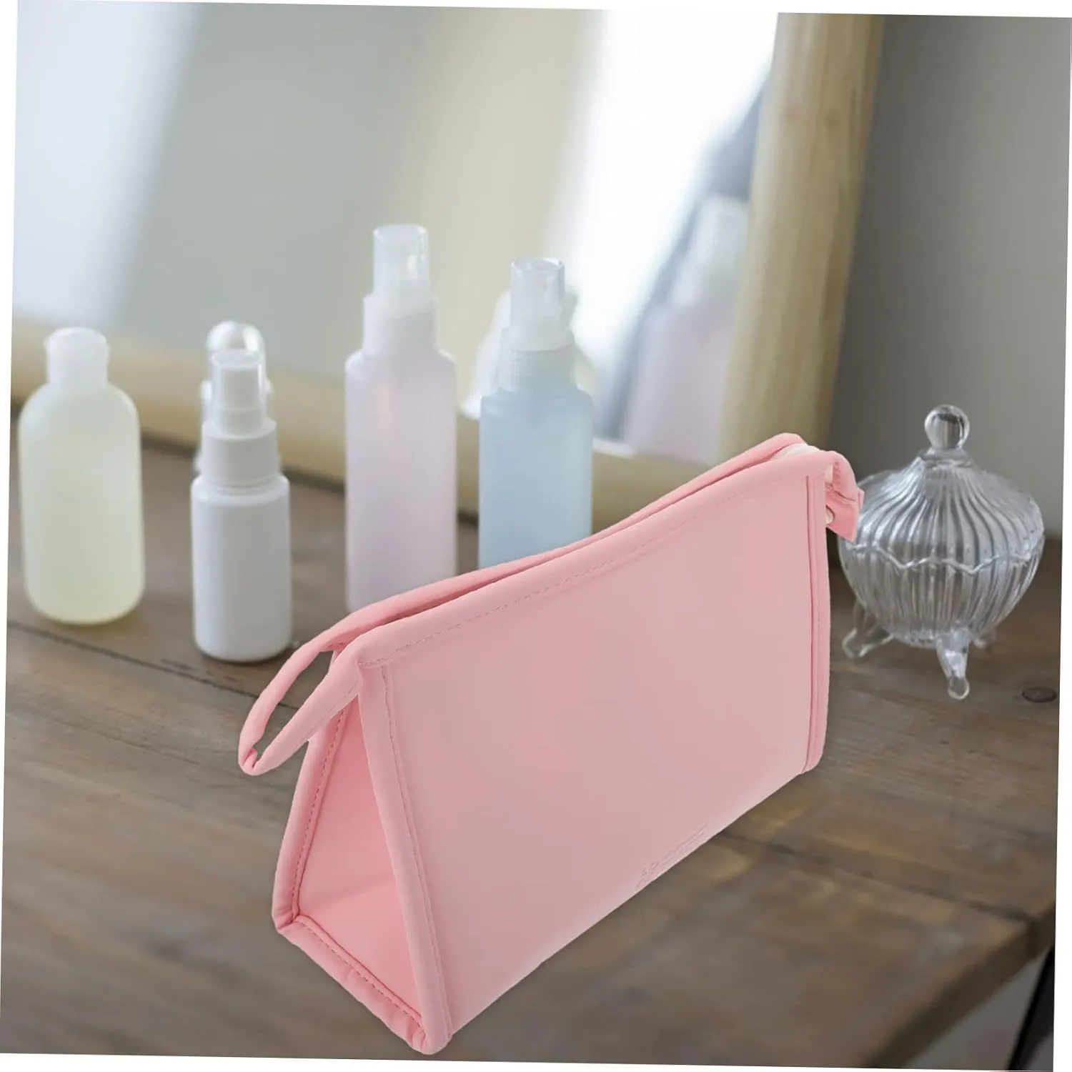 2 Pcs Multifunctional Cosmetic Bag Canvas Bag Make up Travel, Pinkx3pcs, 24X14X8CMx3pcs