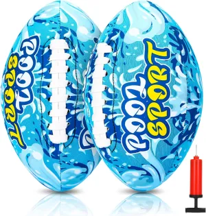 2 Pieces Water Football for Kids 9 Inch Swimming Pool Waterproof Outdoor Beach Football Pool Game for Kids Teens Adults(Blue)