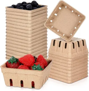 20 Pack Berry Basket Natural Pulp Fiber, Molded Strawberry Basket Produce Vented Container for Fruit and Vegetable, Farmer Market, Grocery Store, Backyard Party Favors (1/2 Pint)