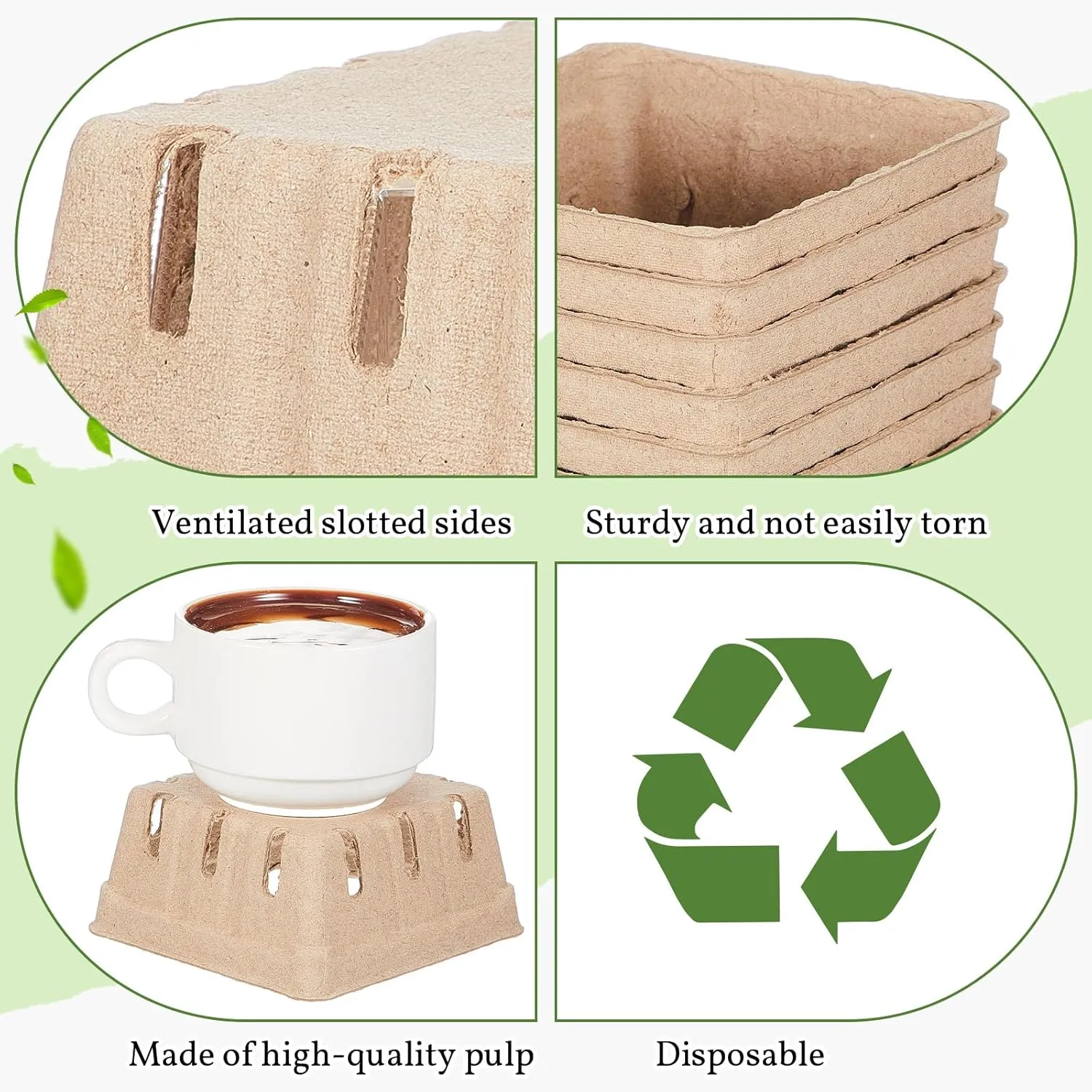 20 Pack Berry Basket Natural Pulp Fiber, Molded Strawberry Basket Produce Vented Container for Fruit and Vegetable, Farmer Market, Grocery Store, Backyard Party Favors (1/2 Pint)