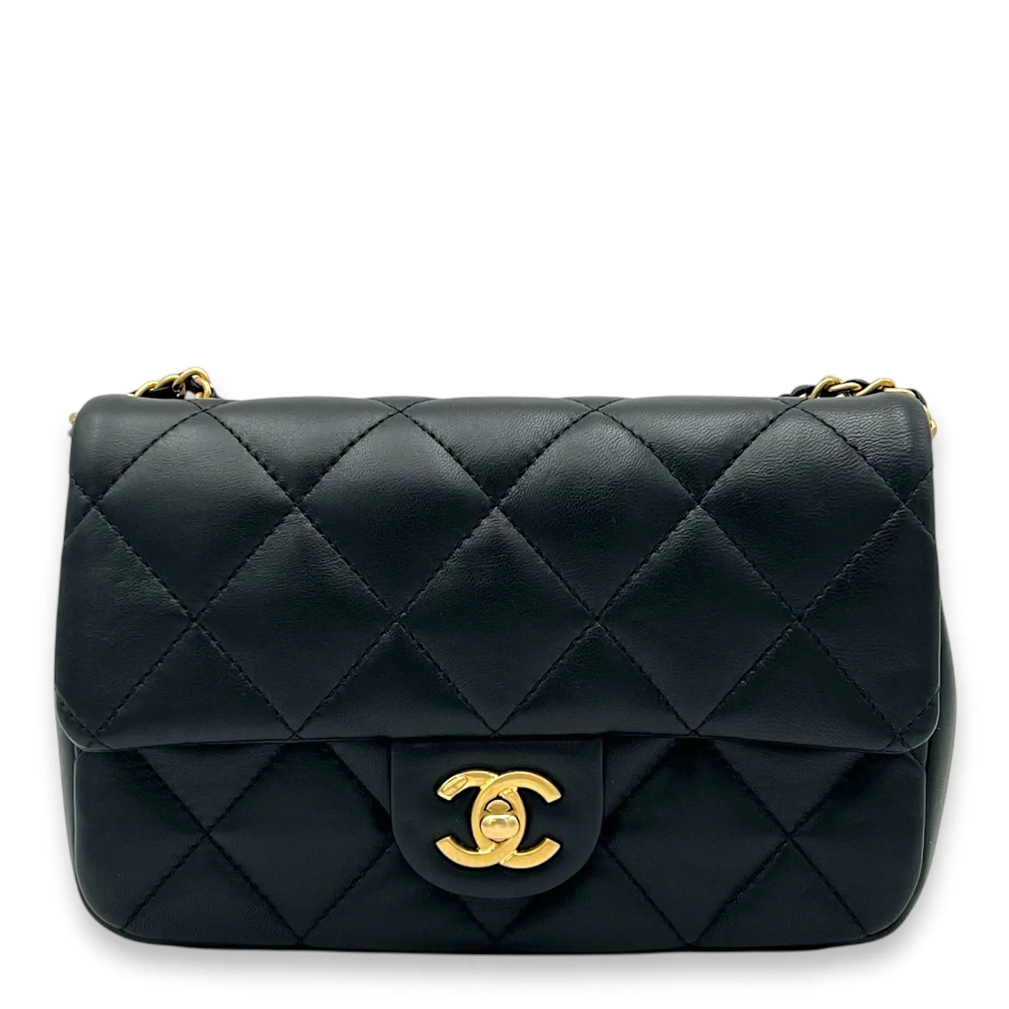 22B Classic Black Crossbody Bag in Lambskin, Gold hardware
