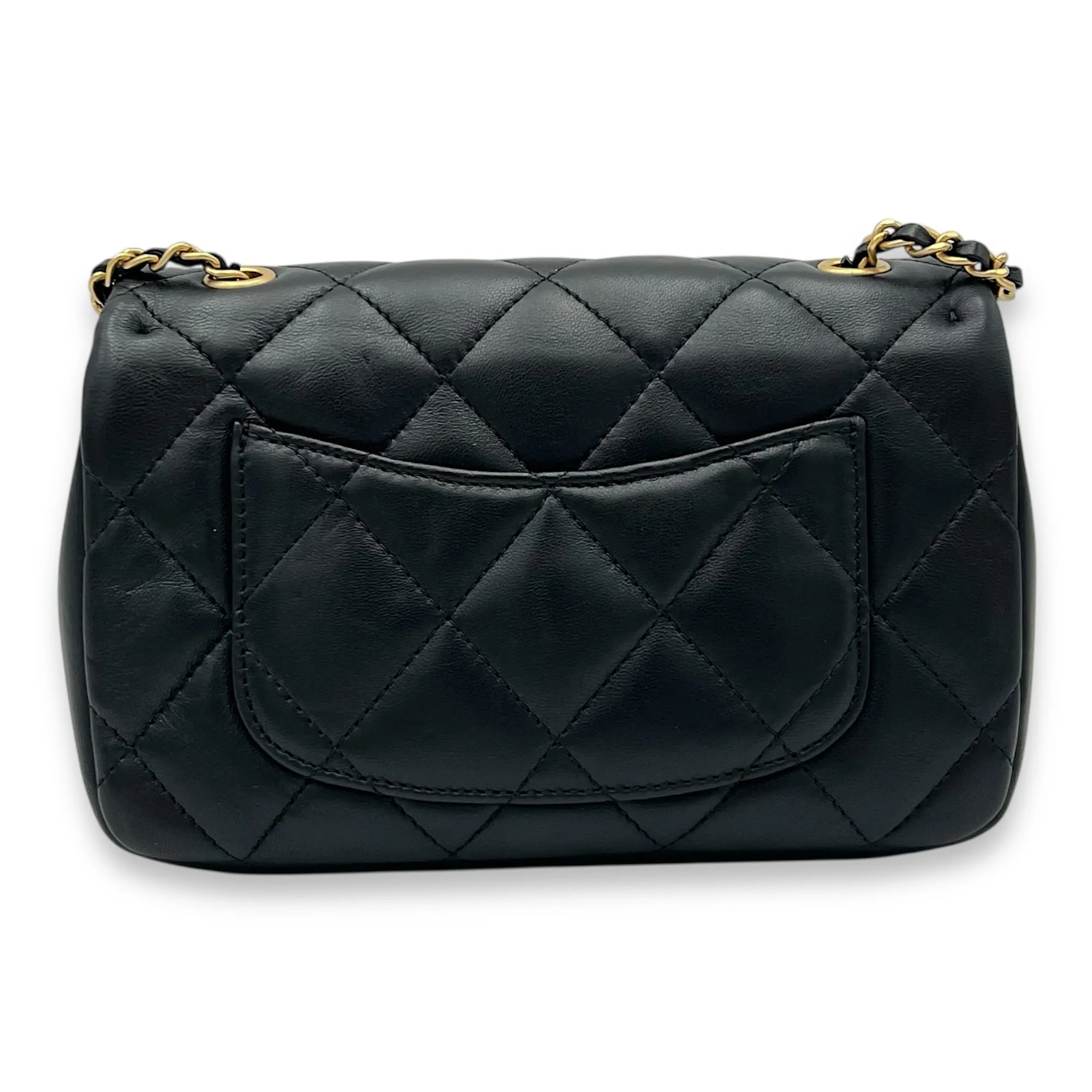 22B Classic Black Crossbody Bag in Lambskin, Gold hardware