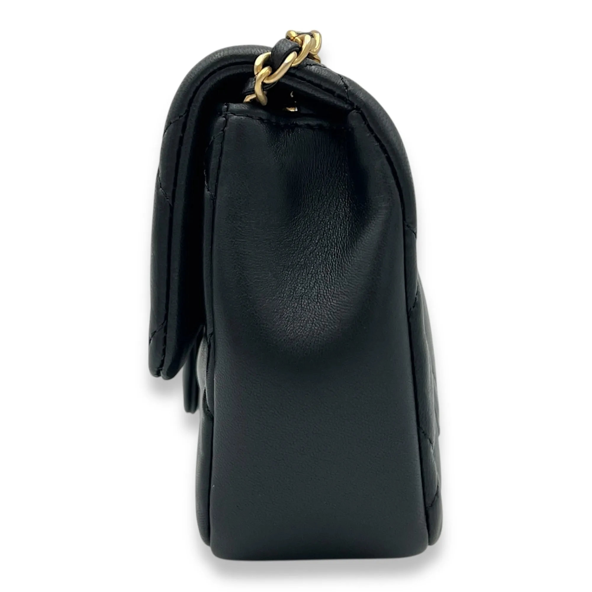 22B Classic Black Crossbody Bag in Lambskin, Gold hardware