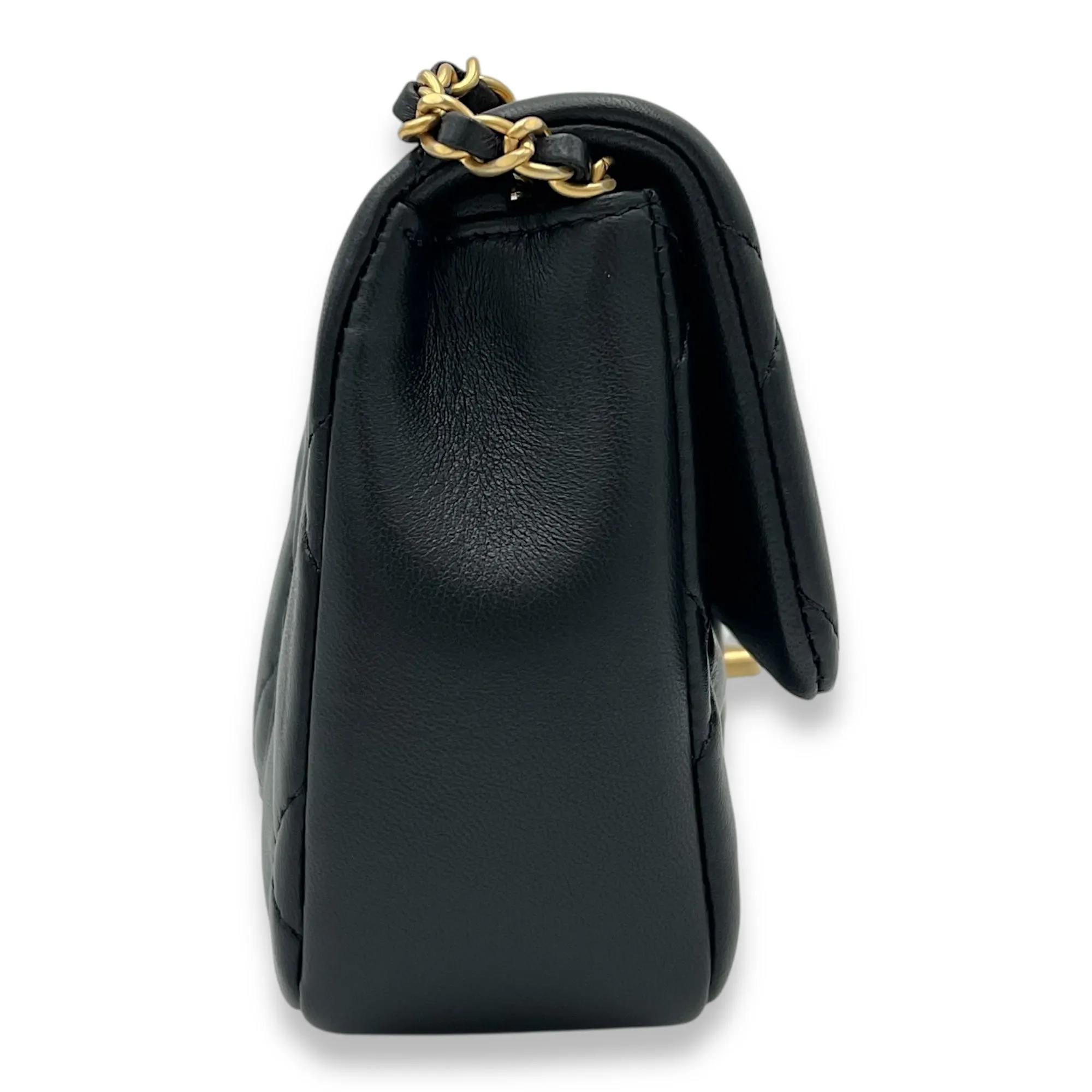 22B Classic Black Crossbody Bag in Lambskin, Gold hardware