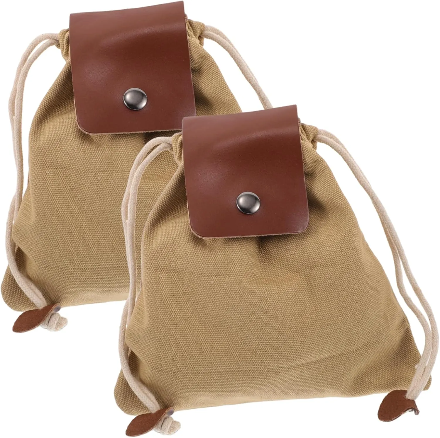 2PCS Outdoor Canvas Foraging Pouch Collapsible Dump Bags for Mushroom Picking Hiking and Camping Convenient Waist Hanging Design for Collection