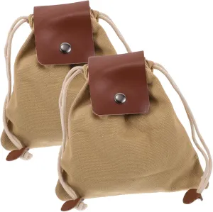 2PCS Outdoor Canvas Foraging Pouch Collapsible Dump Bags for Mushroom Picking Hiking and Camping Convenient Waist Hanging Design for Collection