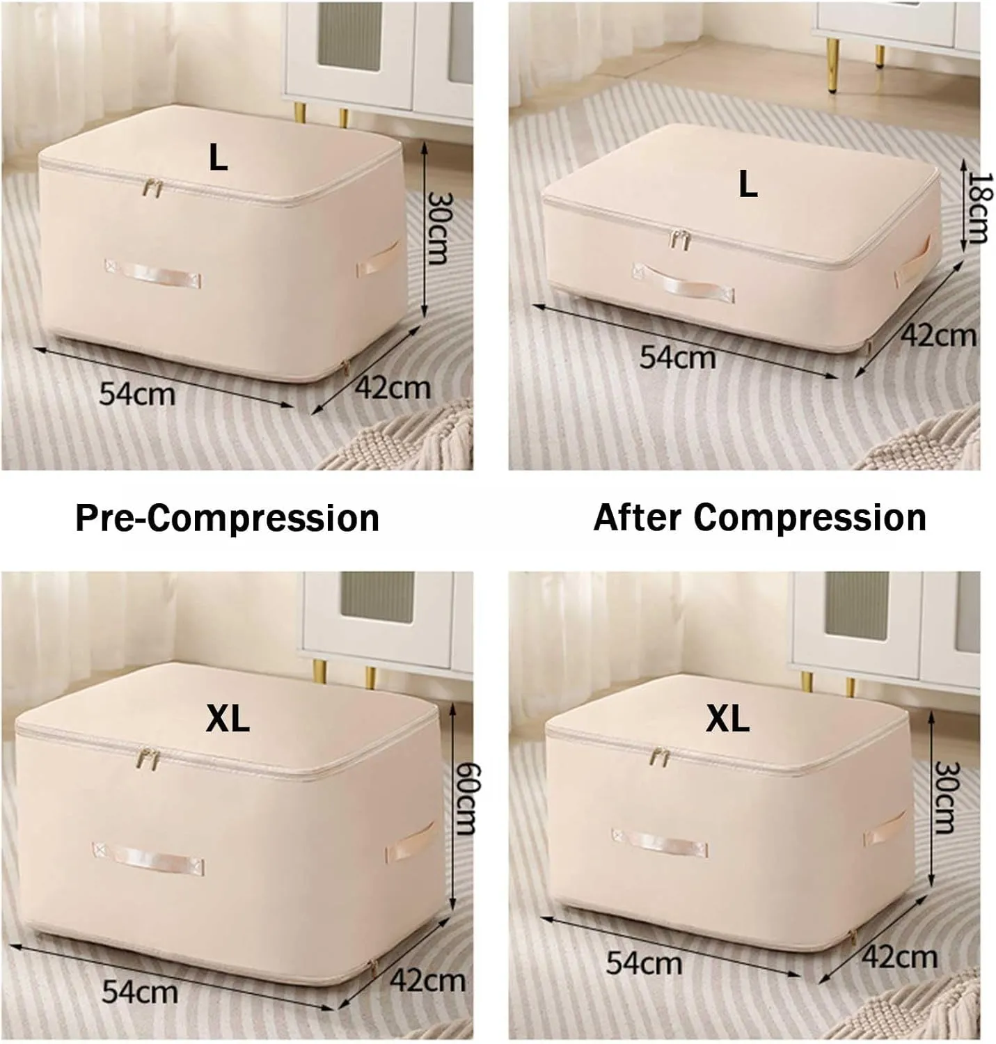 2PCS Ultra Space Saving Self Compression Organizer,Dustproof And Moisture-Proof Compression Storage Bag For King/Queen Comforters, Pillows, Bedding/Quilt, Blanket, Duvet (Pink-L)