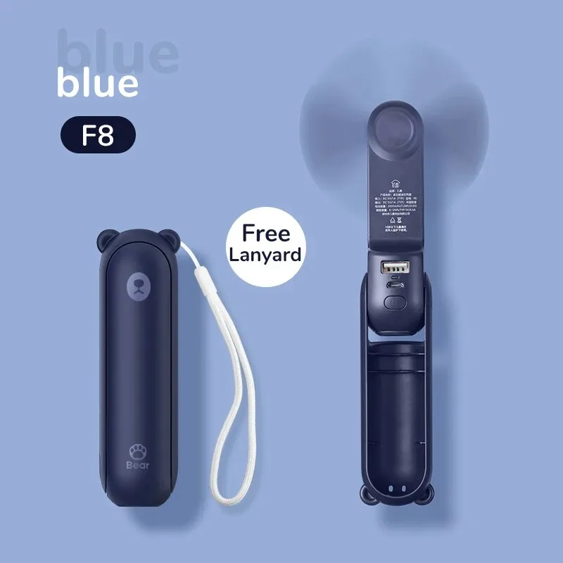 3-in-1 Mini Handheld Fan with Power Bank & LED Flashlight - Ultra-Portable Rechargeable Cooling Device