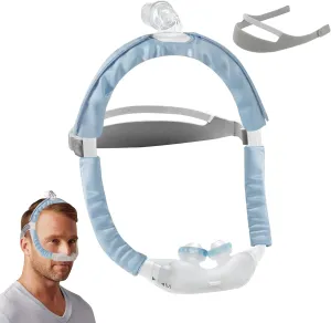 3 Pcs Satin CPAP Strap Covers, Sky Blue CPAP Mask Frame Covers with 1 Pcs Replacement CPAP Headgear, CPAP Mask Cushions for DreamWear or AirFit Reducing Face Red Marks CPAP Hair Protector