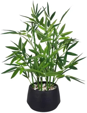 365 Blooming Decor 18-inch Tall Potted Faux Bamboo Plant (Black Pot)