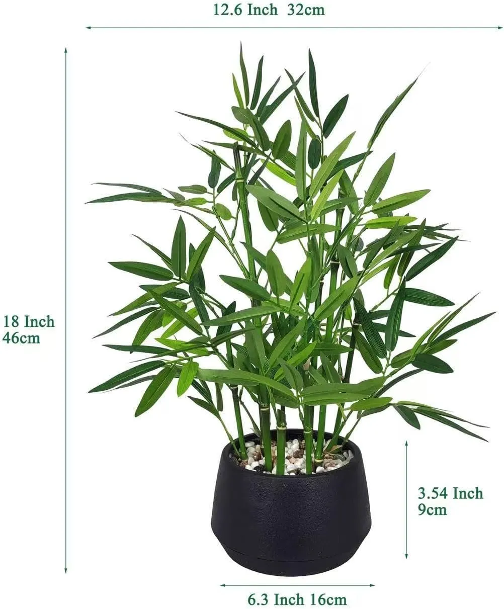365 Blooming Decor 18-inch Tall Potted Faux Bamboo Plant (Black Pot)