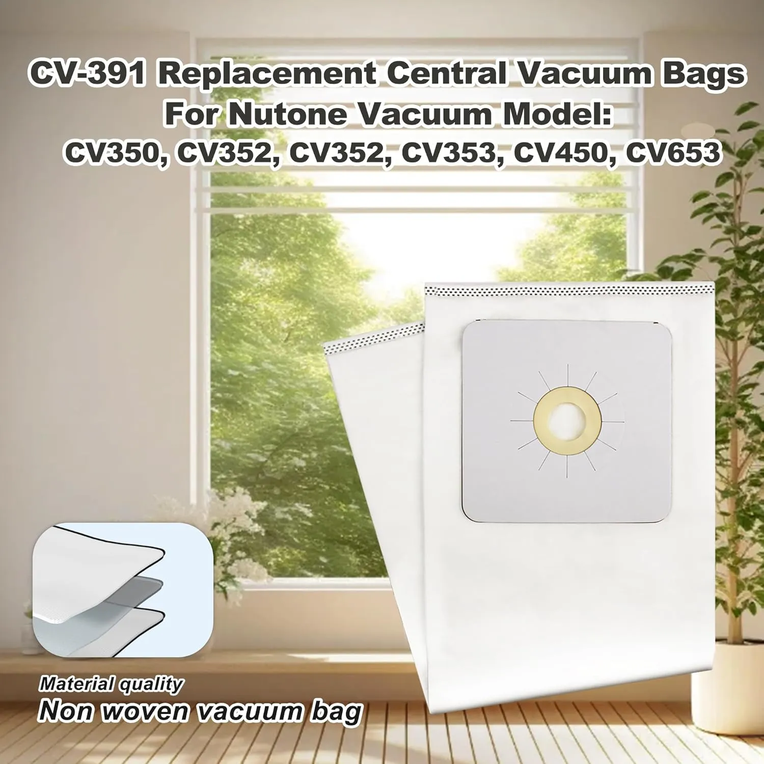 391 Central Vac Bags for Nutone Vacuum Cleaner - Replace Nutone Vacuum Bags for CV350, CV352, CV353, CV450, CV653 CV750, PP500, PP600, PP650-3 Pack