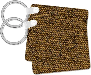 3dRose, Brown Woven Basket Look, Key Chain