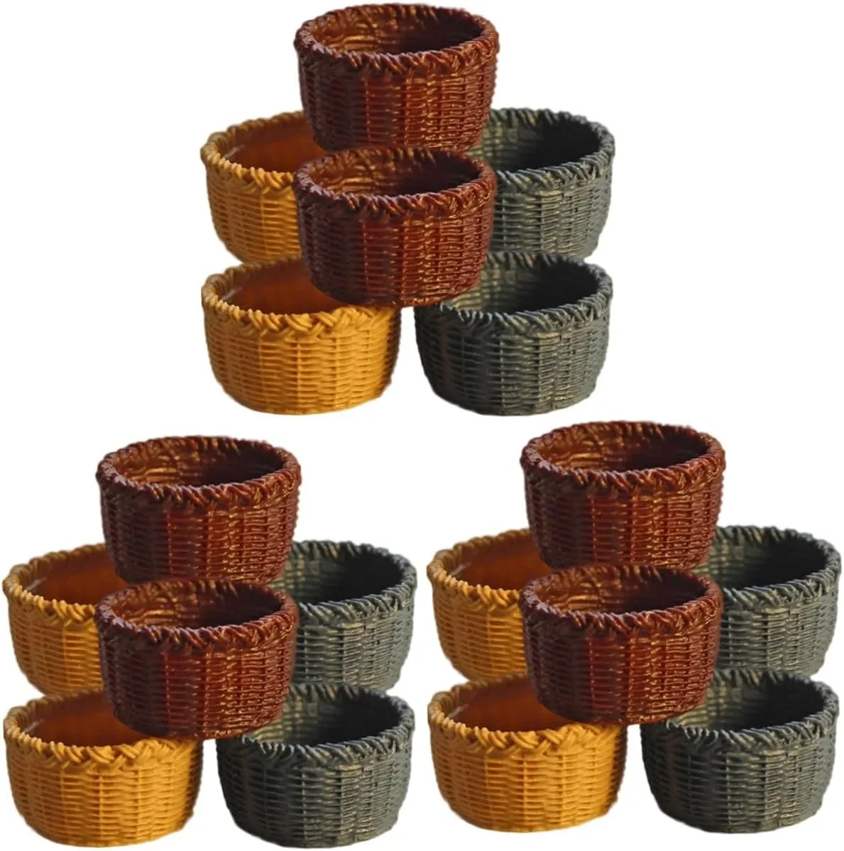 3sets Cute Miniature Baskets Jugs for Doll House Decor Resistant Craft Storage Basket 6pcs*3