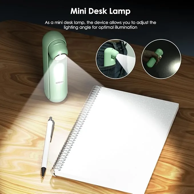 4 IN 1 Portable Handheld Fan,Personal Foldable Cooling Fan, Mini Pocket Fan,Desk Fan,Hand Fan,Flashlight,Power Bank,Table Lamp,Camping Travel Beach Fan, Birthday Gifts for Women Men(Light Green)
