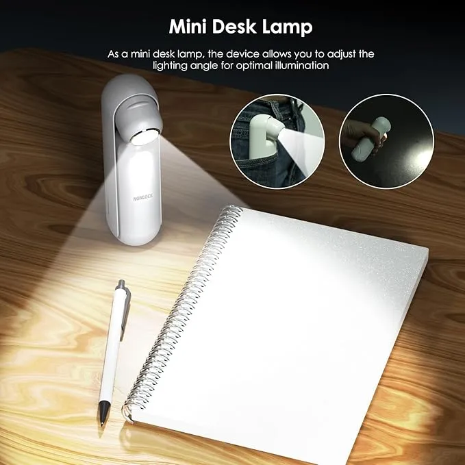 4 IN 1 Portable Handheld Fan,Personal Foldable Cooling Fan, Mini Pocket Fan,Desk Fan,Hand Fan,Flashlight,Power Bank,Table Lamp,Camping Travel Beach Fan, Birthday Gifts for Women Men(White)
