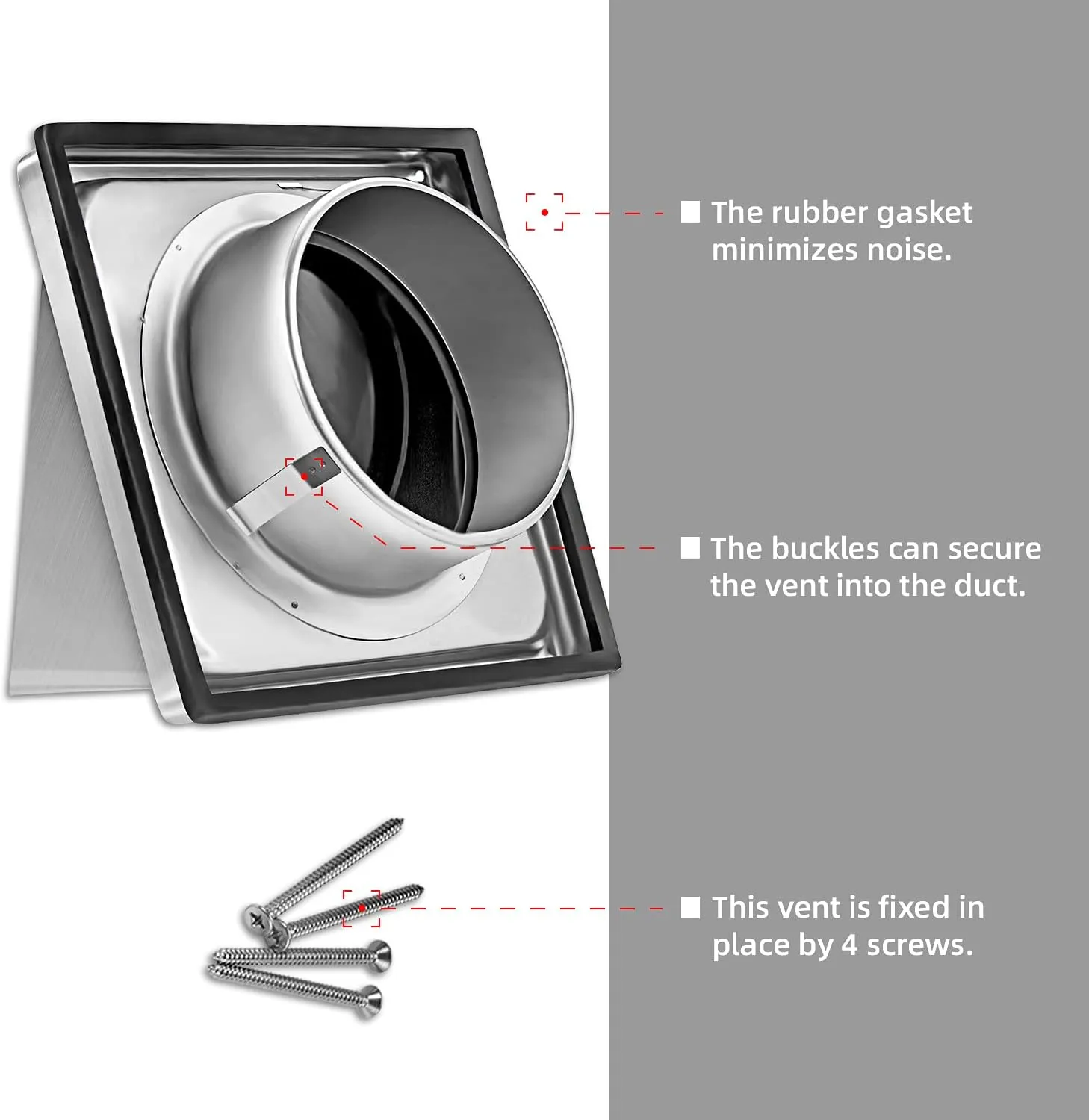 4-Inch External Extractor Wall Vent Cushioned Non Return Flap