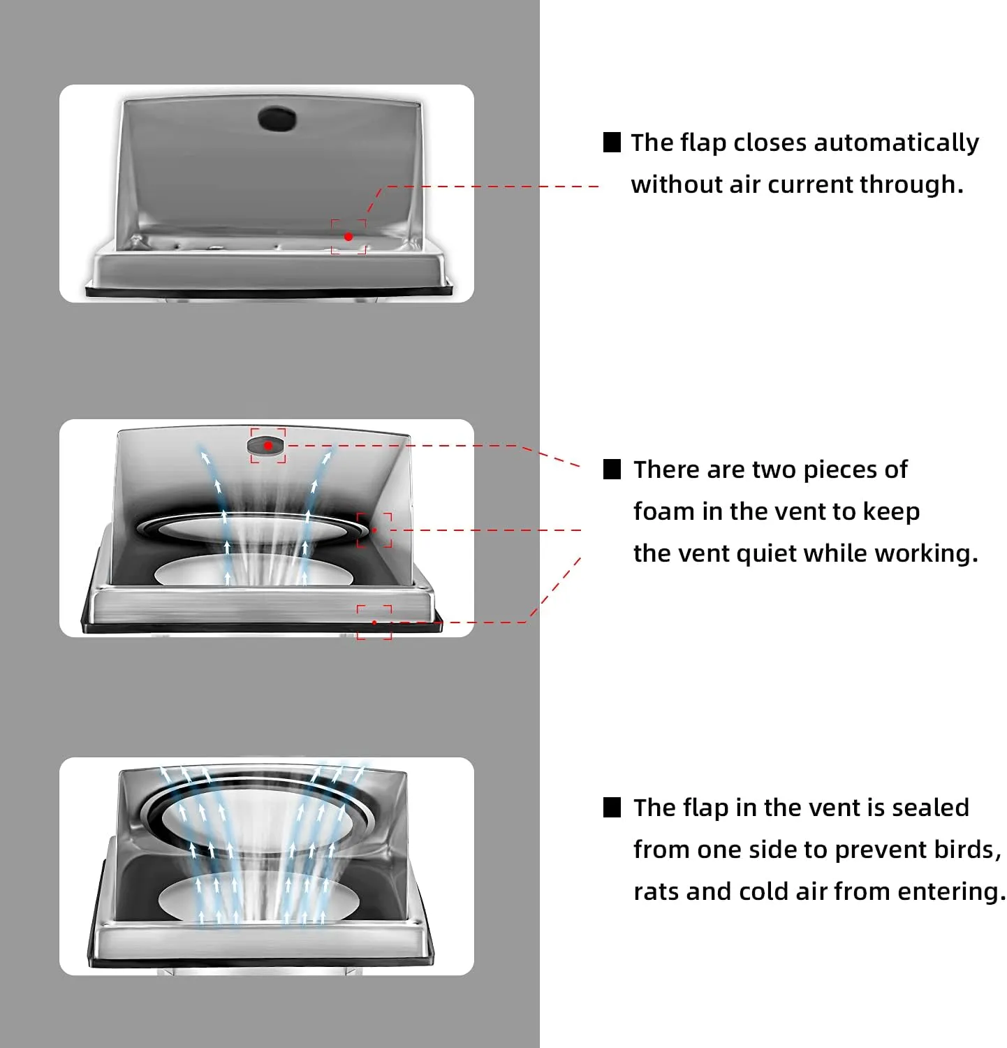 4-Inch External Extractor Wall Vent Cushioned Non Return Flap