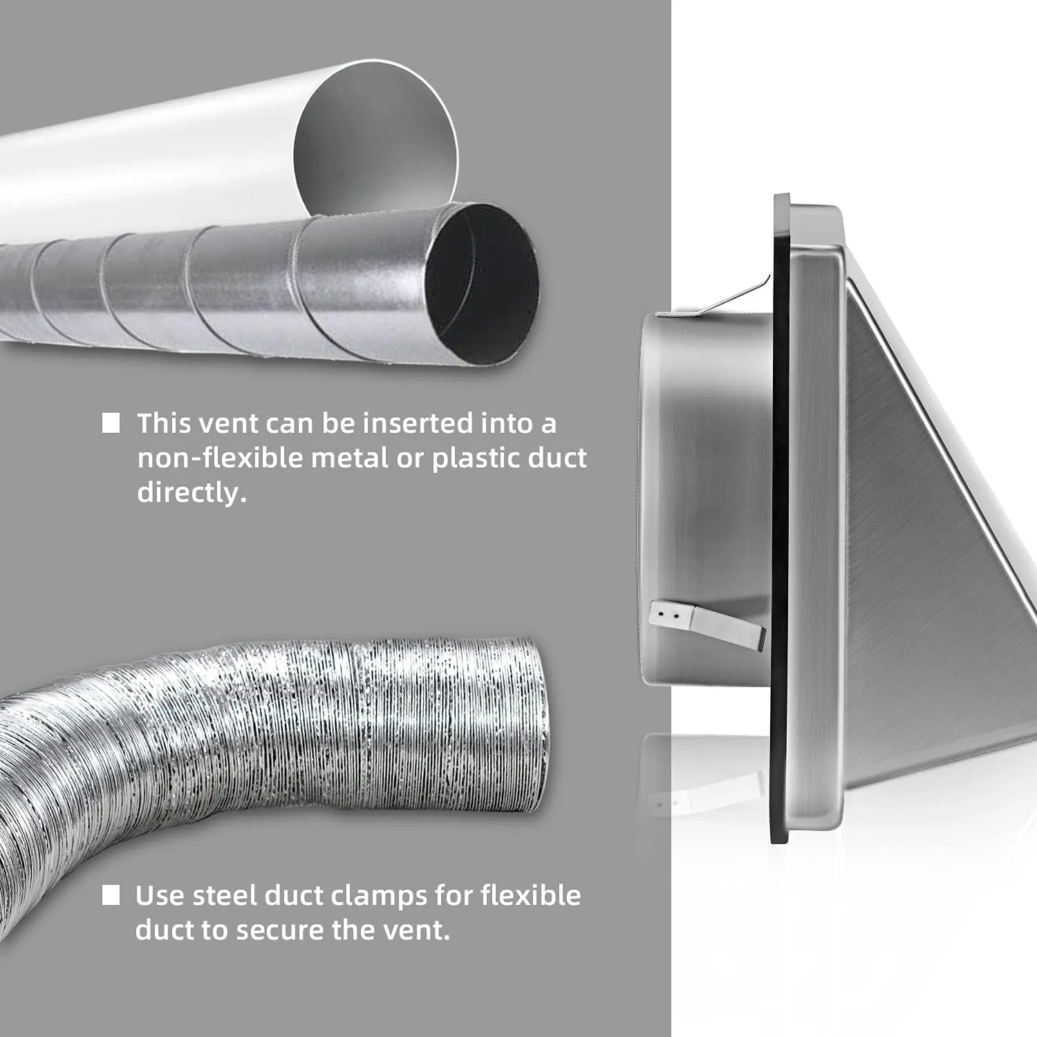 4-Inch External Extractor Wall Vent Cushioned Non Return Flap