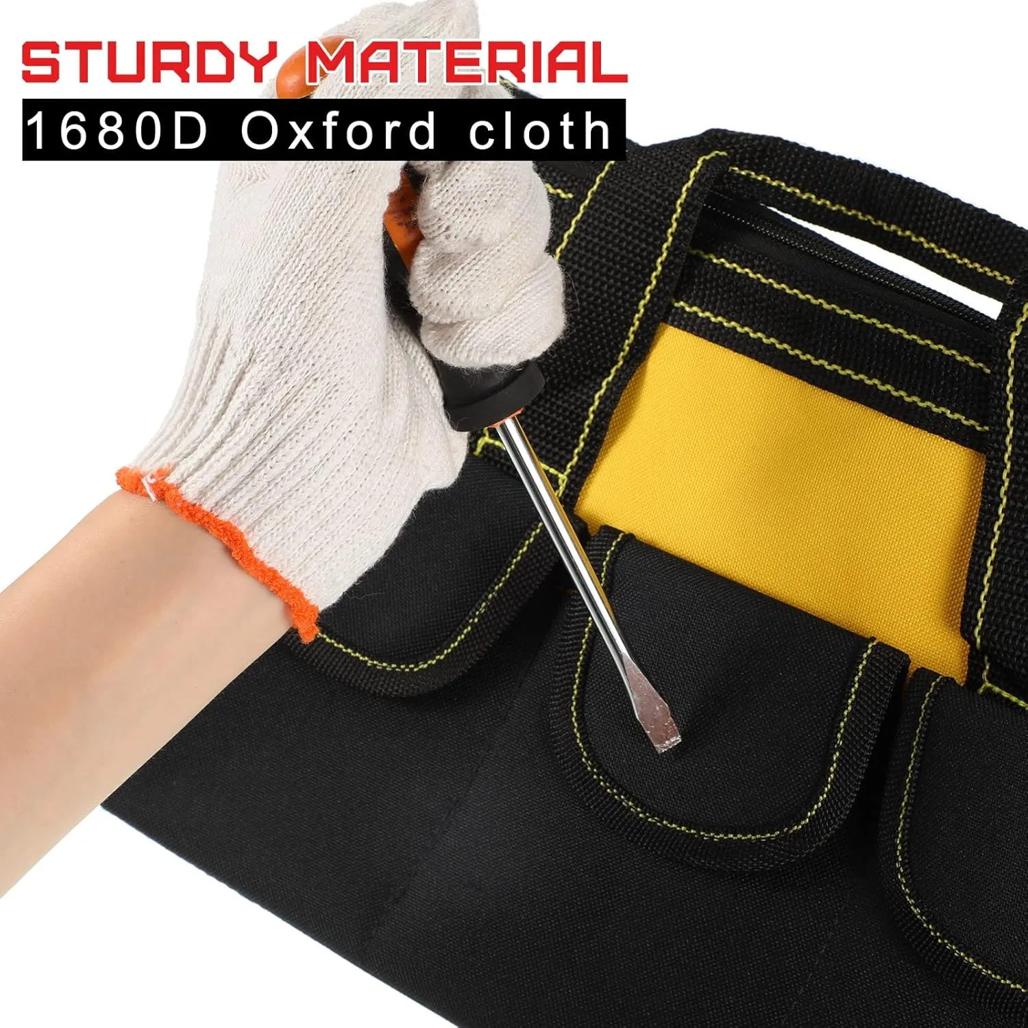 4 Pieces Tool Bag with Waterproof Strong Molded Base Multi Pockets Wide Mouth Tool Tote Multifunctional Tool Bag Large Capacity Organizer Heavy Duty Tool Storage Bag (Multicolor,13 Inch)