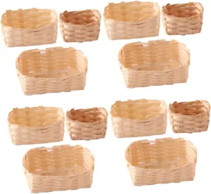 4sets Miniature Woven Baskets Compact Micro Scene Storage Baskets for Dollhouse Decor DIY Craft and Mini Picnic Accessories for Home Wedding and Office Decoration 3pcs*4