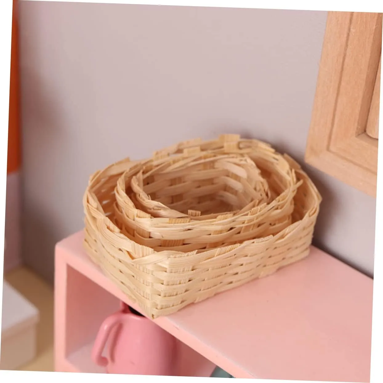 4sets Miniature Woven Baskets Compact Micro Scene Storage Baskets for Dollhouse Decor DIY Craft and Mini Picnic Accessories for Home Wedding and Office Decoration 3pcs*4